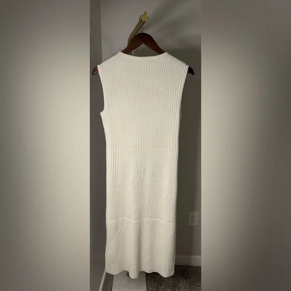 NWT! Express Ribbed Crew Neck Crossover Sleeveless Midi Sweater Dress - Picture 6 of 9